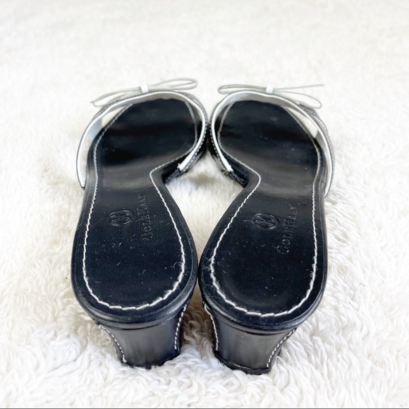 Cole Haan Black Slip On Sandals Bow Tie Strap Low - Picture 4 of 8